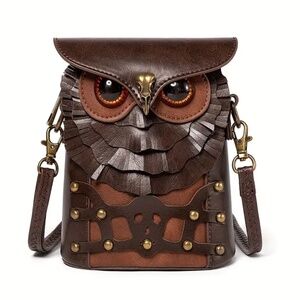 🎉Host Pick🎉 NWT! Exquisite Brown Owl Genuine Leather Mini Crossbody Bag!